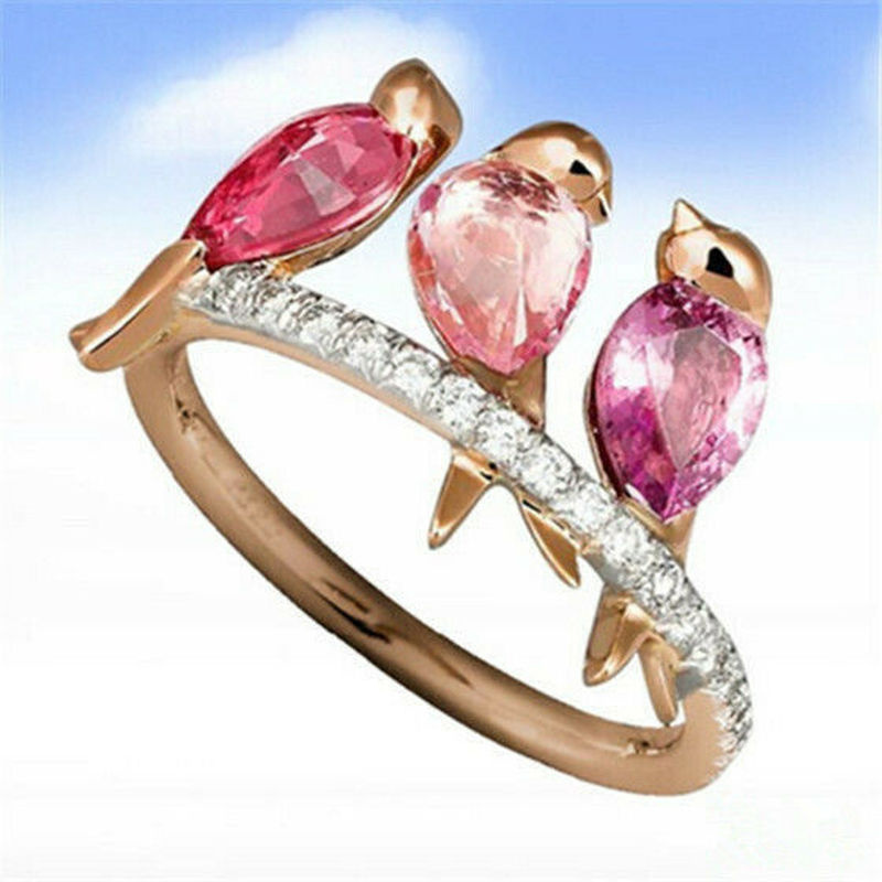 Wedding Qq - Pink Zircon Cute Bird Women Silver