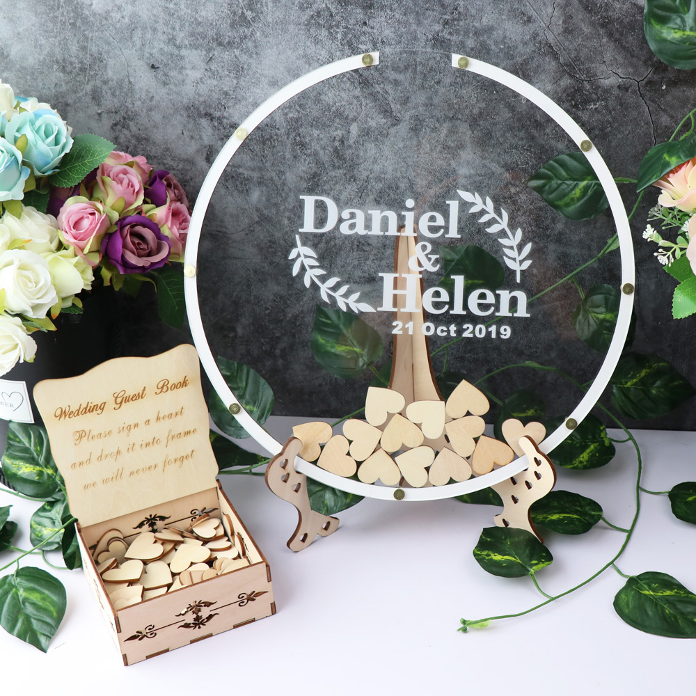 Personalized Guest Book - Personalized Acrylic round wedding guest book