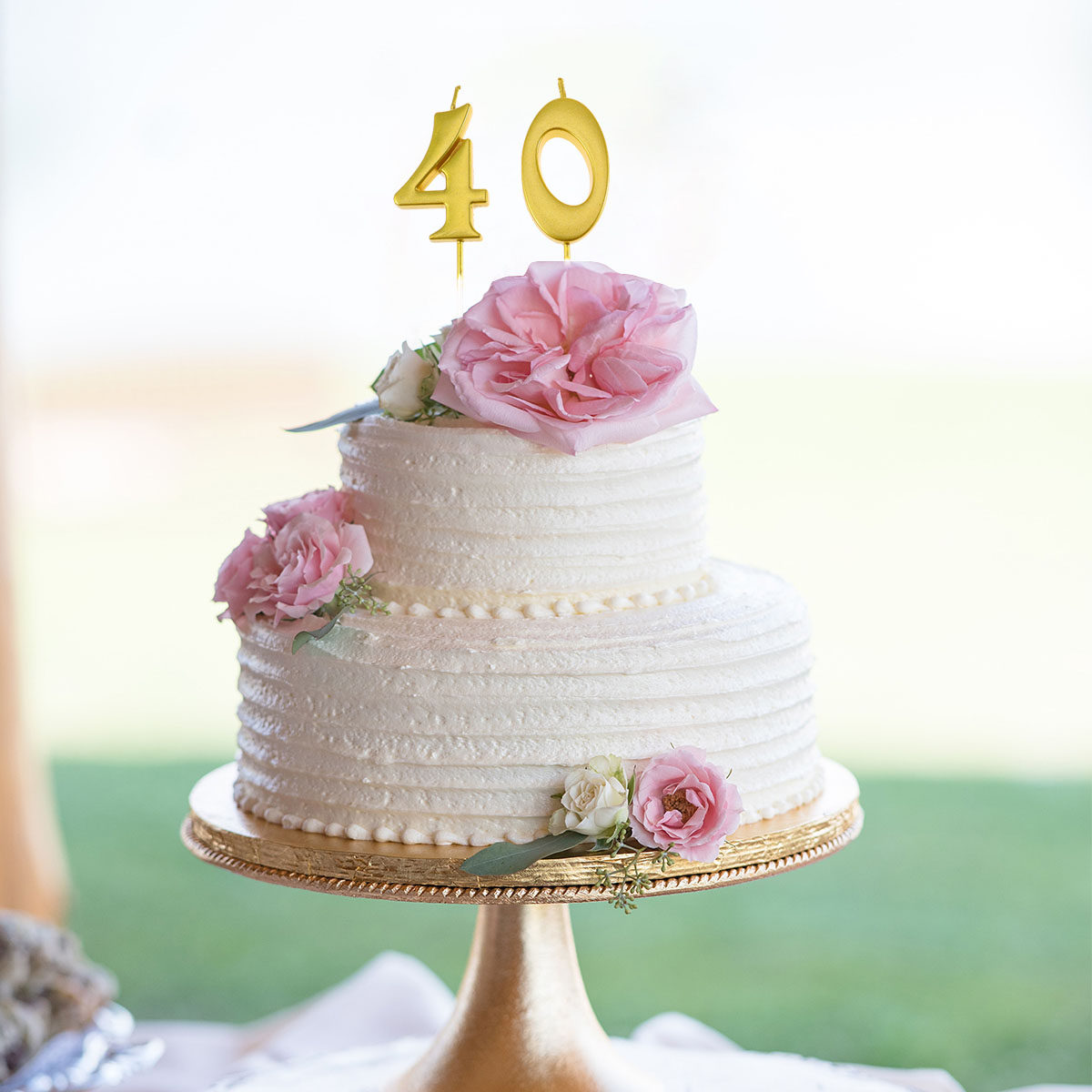 Unity Candle Set - 2Pcs 40 Birthday Number Candles Golden