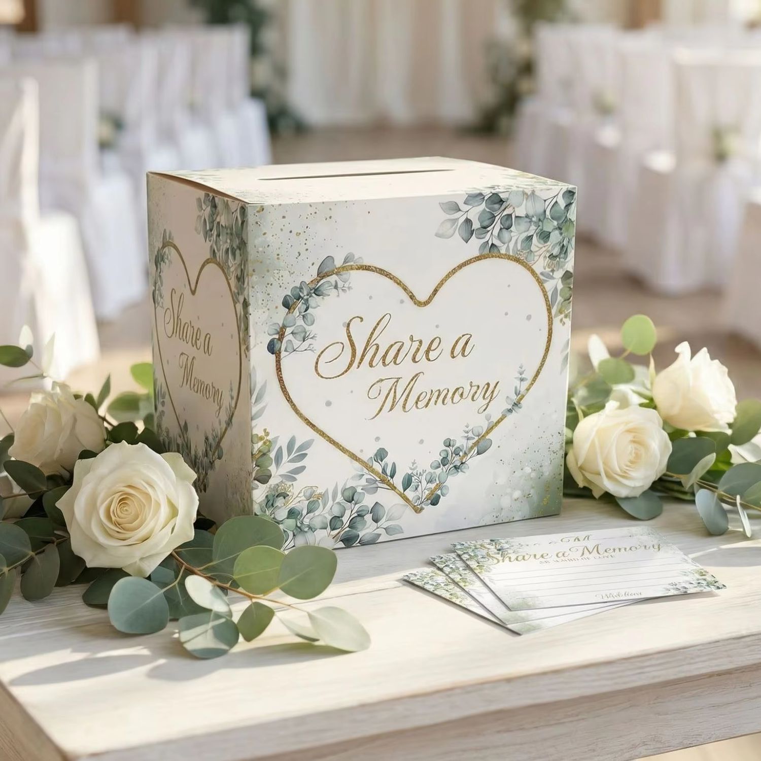 Wedding Supply.Box - White Floral Wedding Card Box Bridal