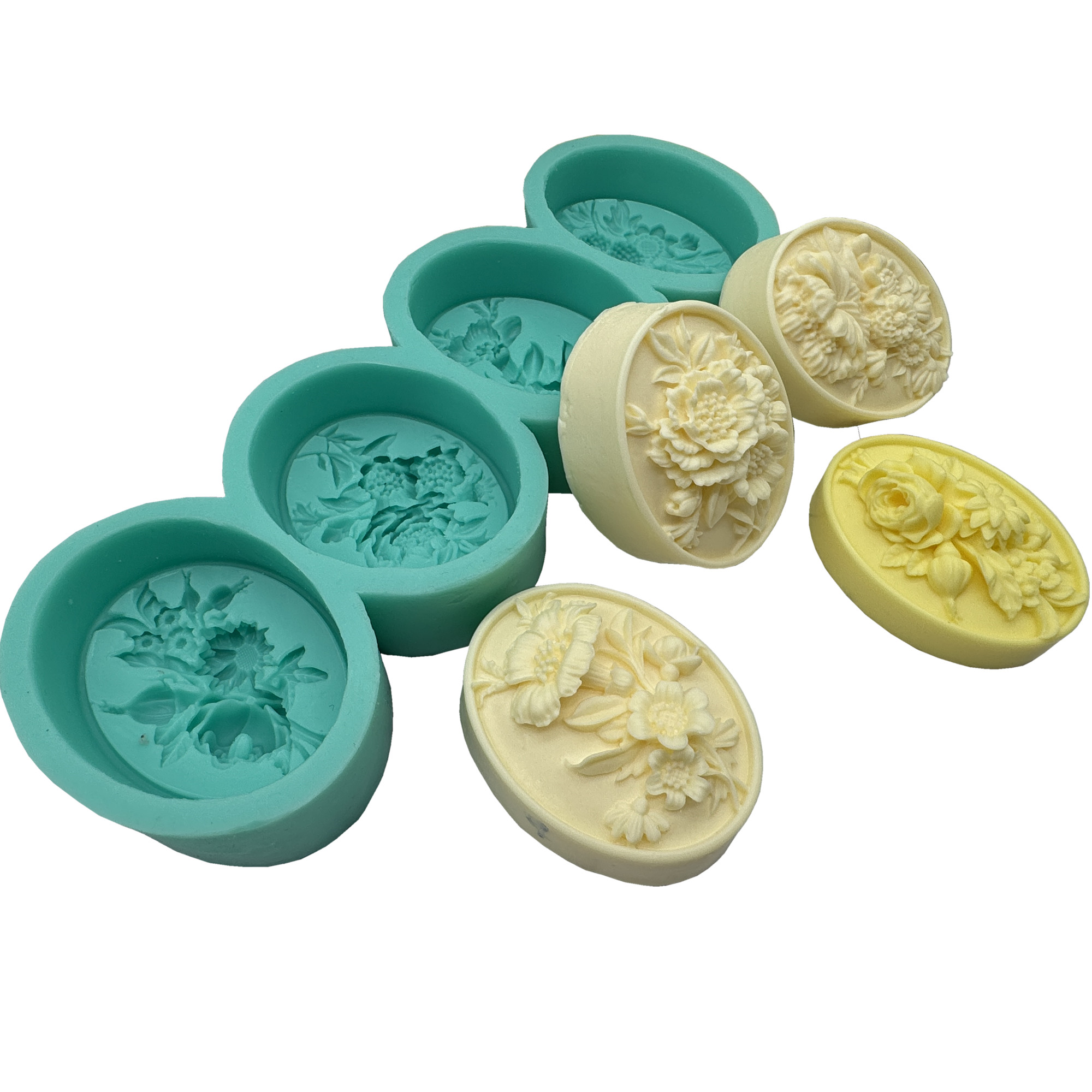 Unity Candle Set - 4Cavity Oval Flower 3D Soap Mold