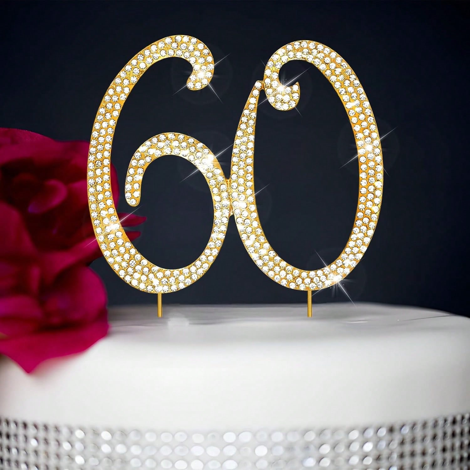 Unity Candle Set - Large Gold Rhinestone Number Cake Topper