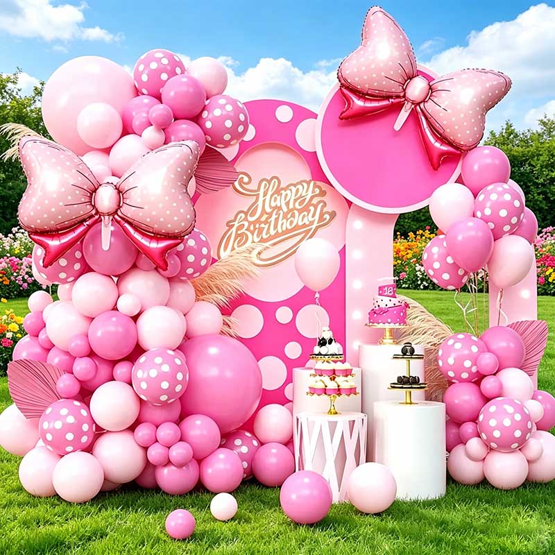 Wedding Day Supply Kit - 99pcs Pink Bow Minnie Foil Balloons