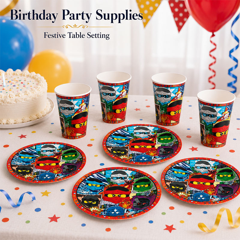 Wedding Day Supply Kit - Cartoon Ninja Pattern Disposable Tableware Ninja