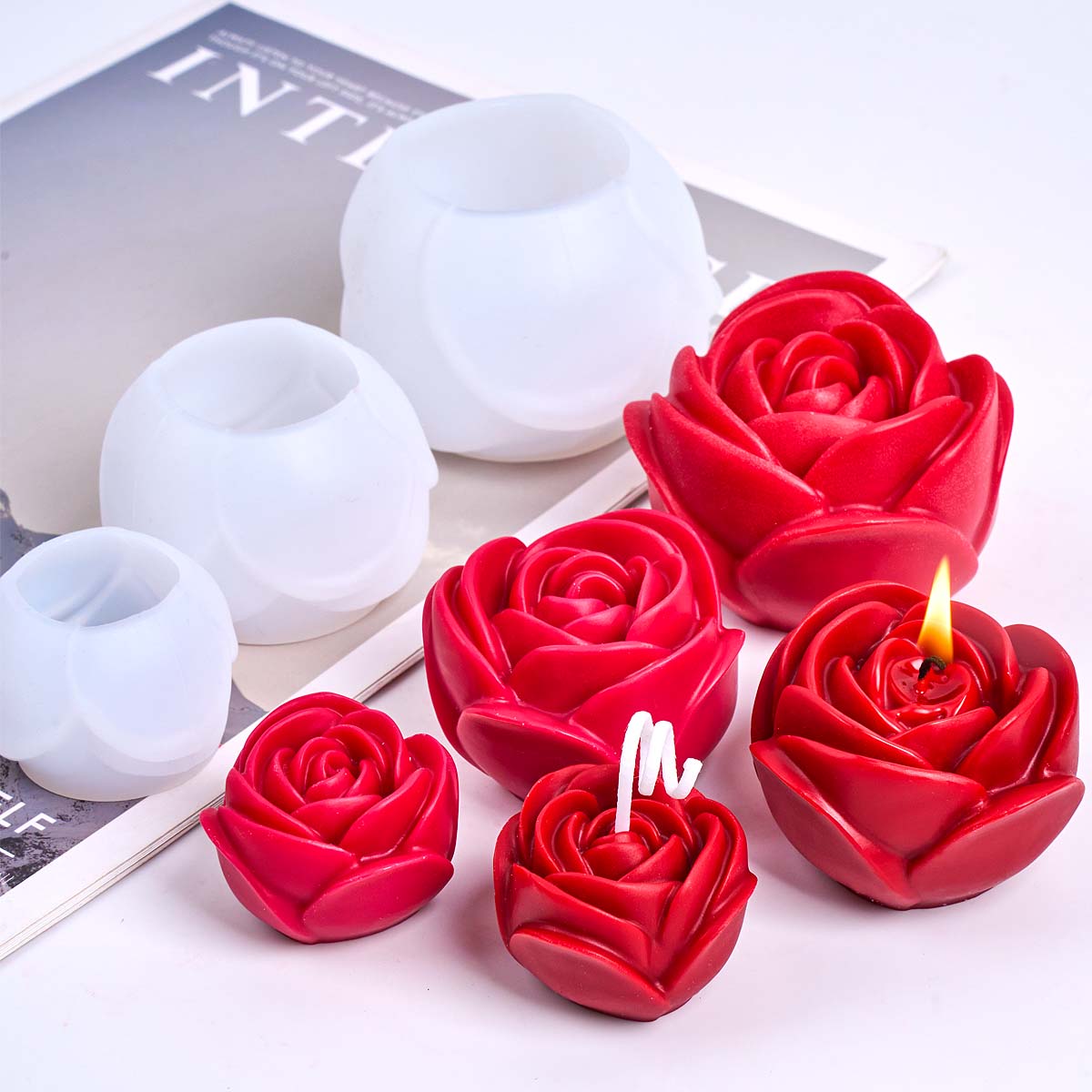 Unity Candle Set - 3D Flower Shape Silicone Candle Mold