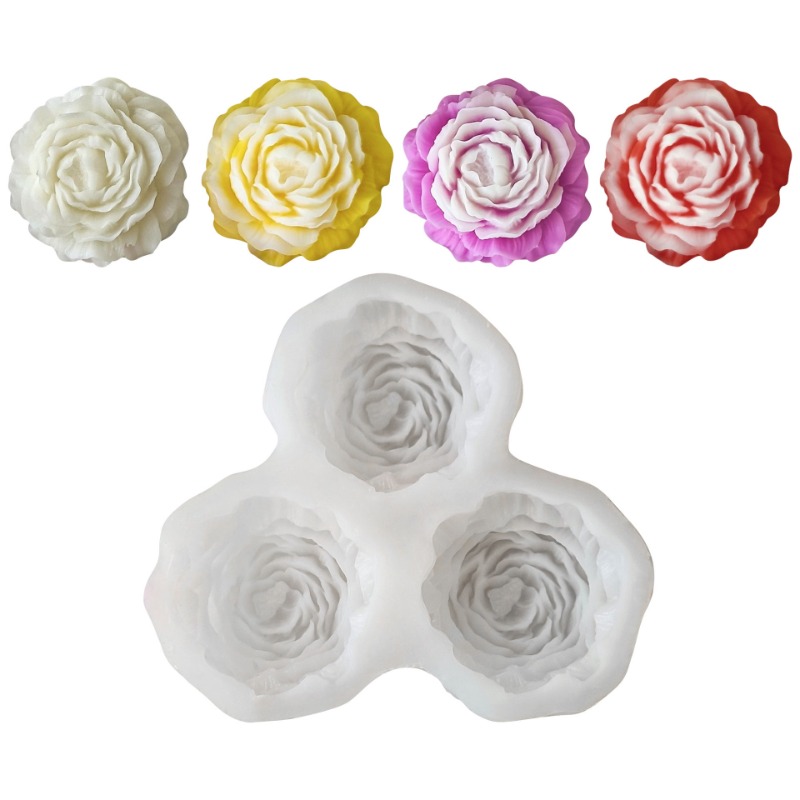 Unity Candle Set - 3pcs/set Peony Flower Candle Silicone Mold