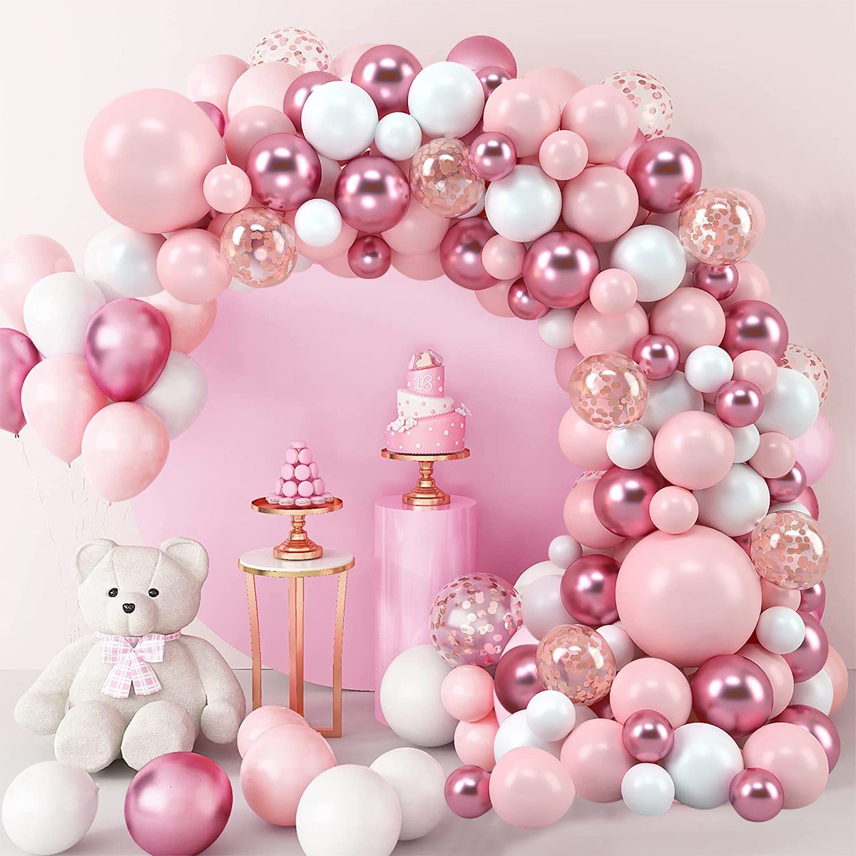 Pink Macaron Balloons Garland  - Wedding Day Supply Kit recension och pris