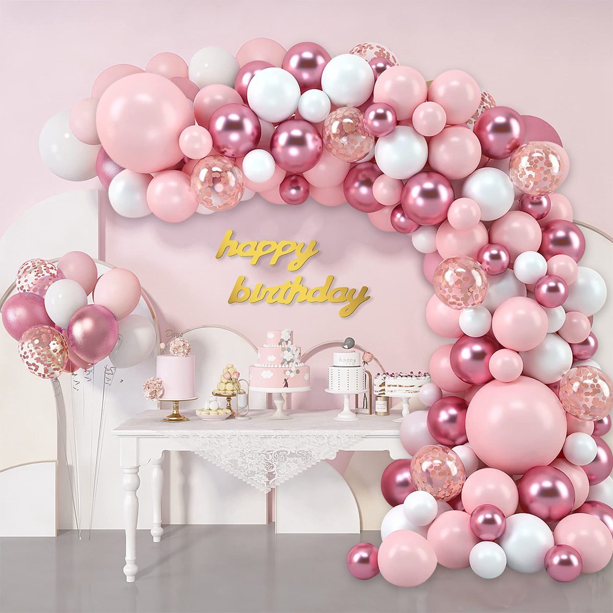 Pink Macaron Balloons Garland  - Wedding Day Supply Kit recension och pris