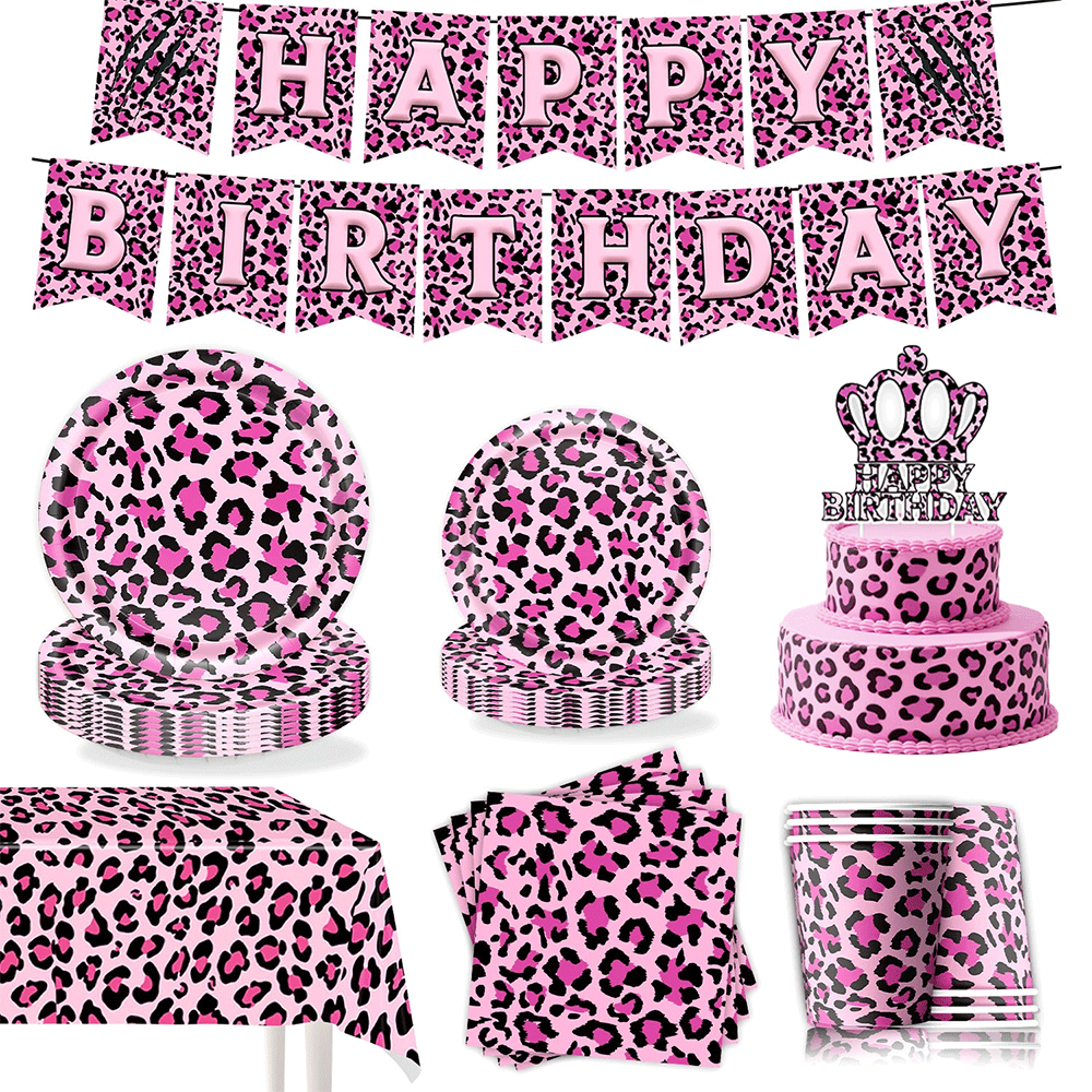 Pink Leopard Print Birthday Pa - Wedding Day Supply Kit recension och pris