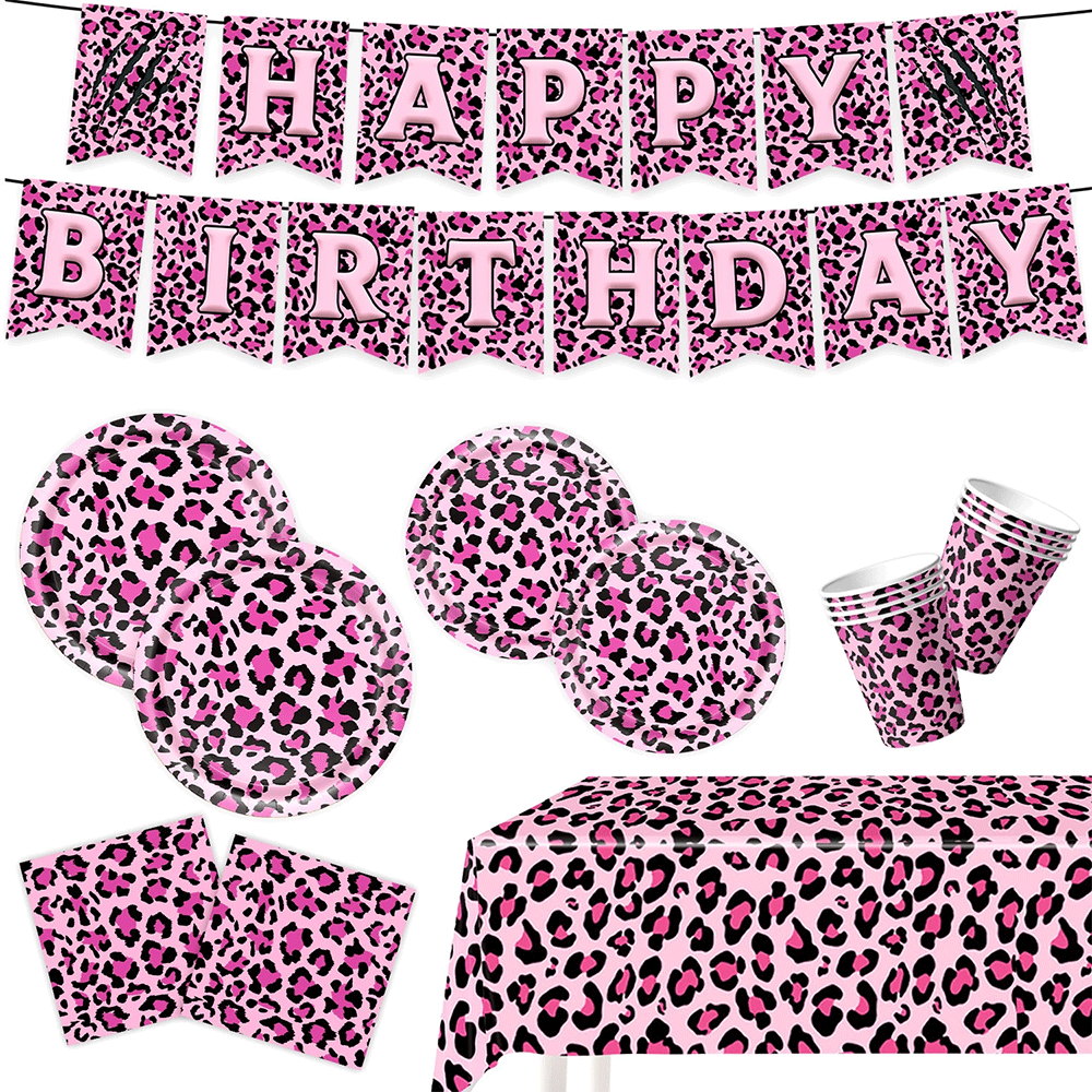 Pink Leopard Print Birthday Pa - Wedding Day Supply Kit recension och pris