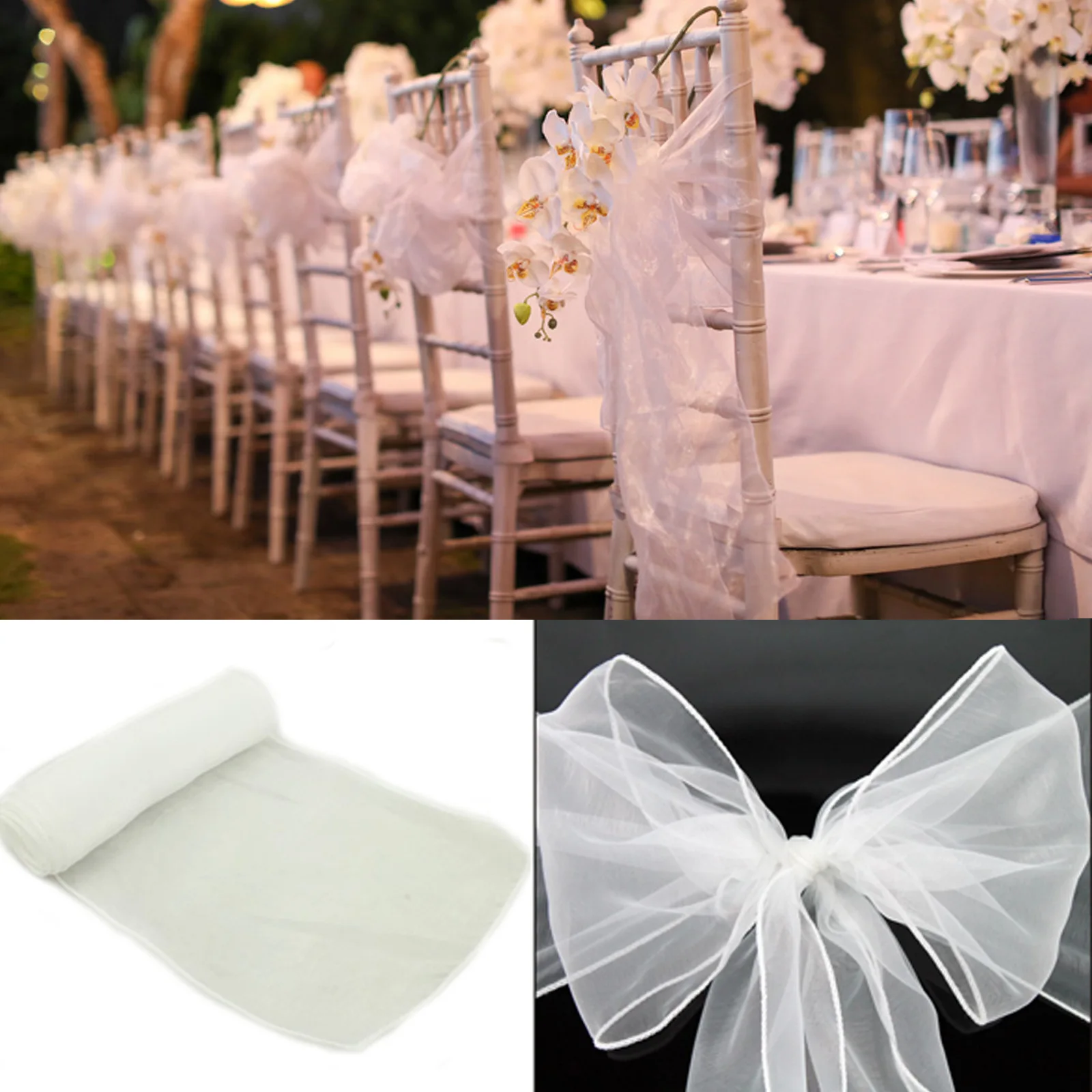 Wholesale 10/50 Pack Organza B - Chair Sash Organza recension och pris