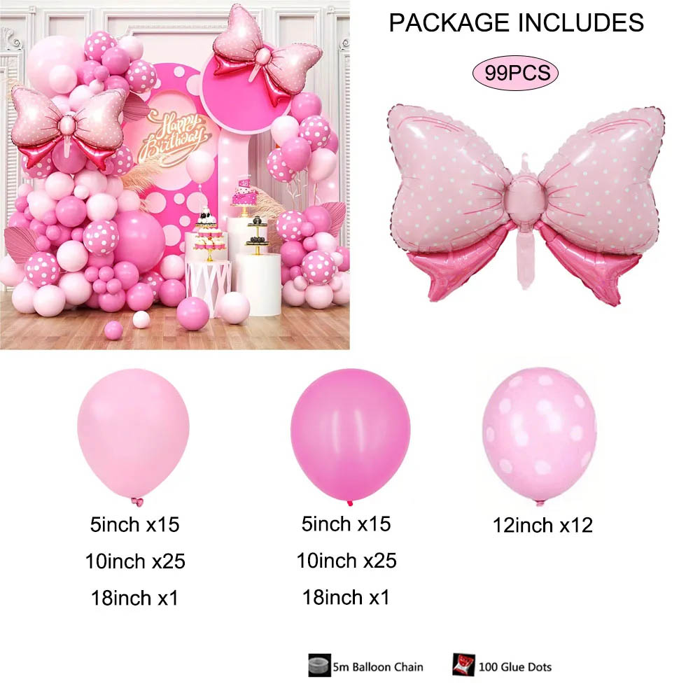 99pcs Pink Bow Minnie Foil Bal - Wedding Day Supply Kit recension och pris