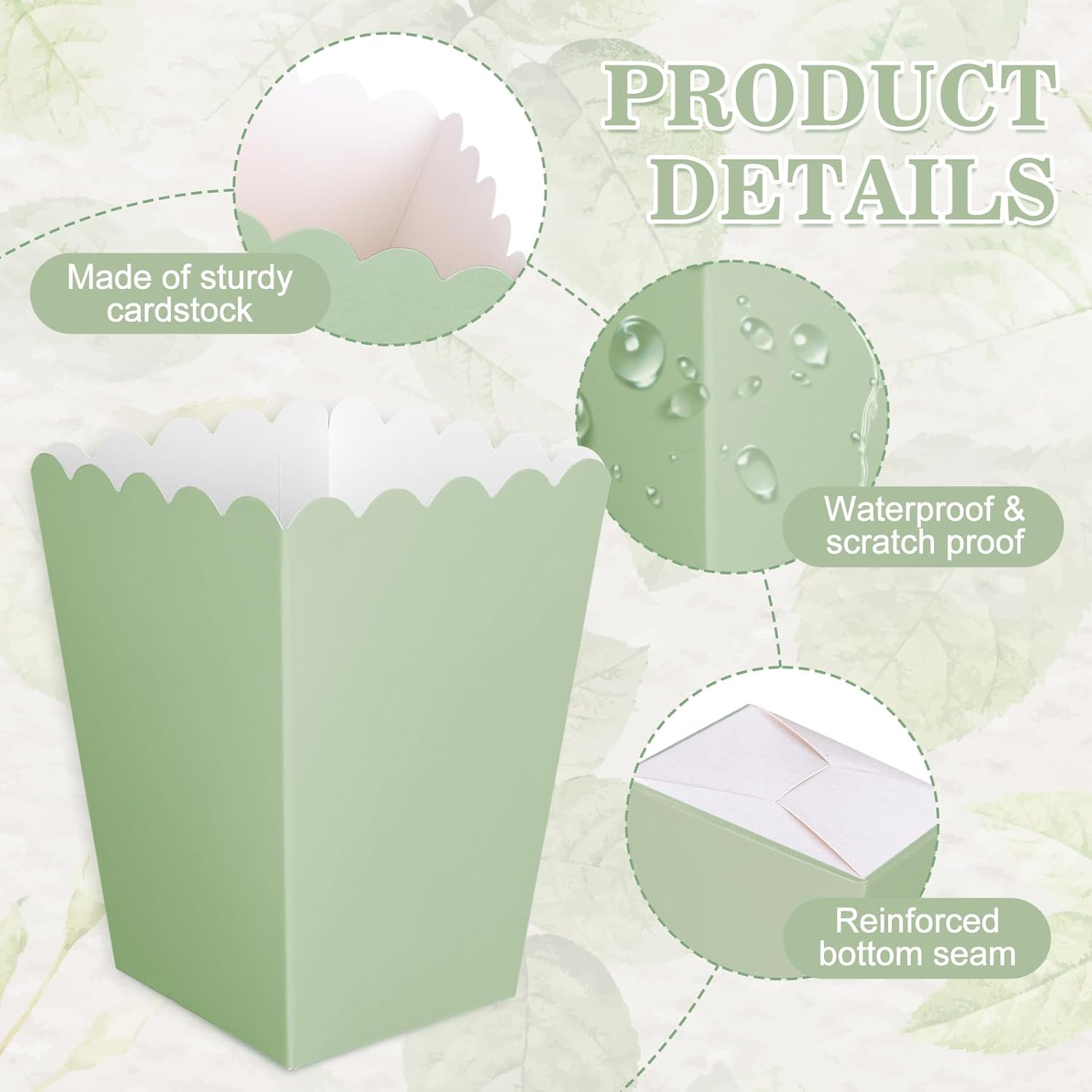 12 pcs  Sage Green Mini Popcor - Wedding Supply.Box recension och pris