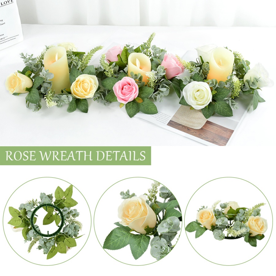 Artificial Rose Wreath Shaped  - Unity Candle Set recension och pris