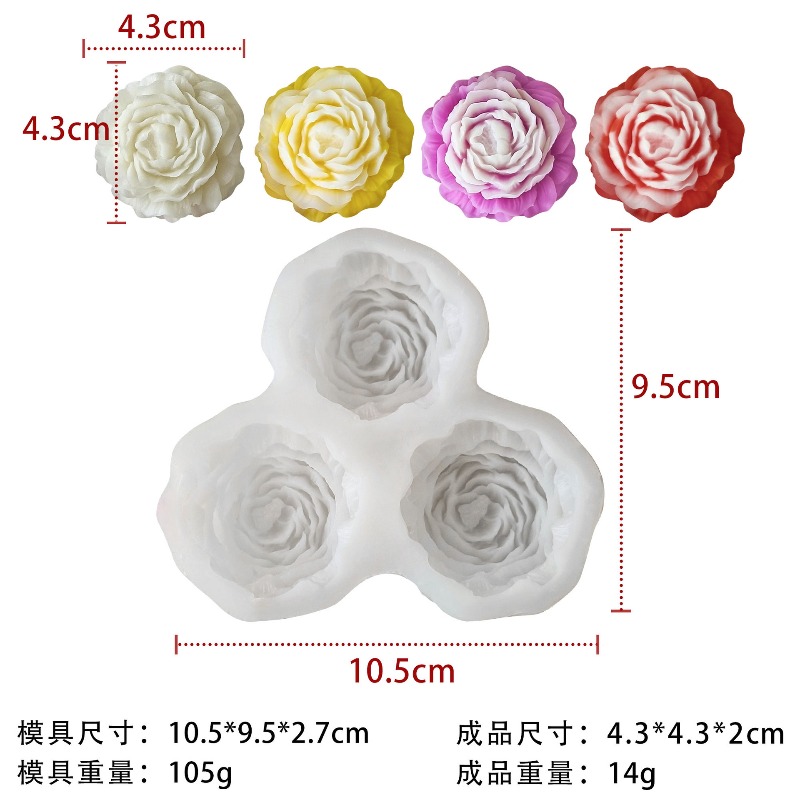 3pcs/set Peony Flower Candle S - Unity Candle Set recension och pris